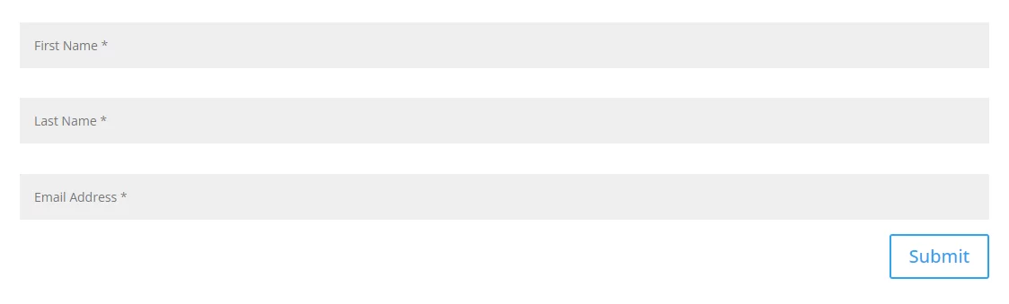 result of making each field fullwidth in the Divi contact form when making them inline