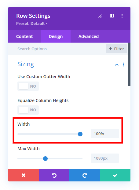 set the row width to 100% wide before adding to the Divi Tabs Maker module content