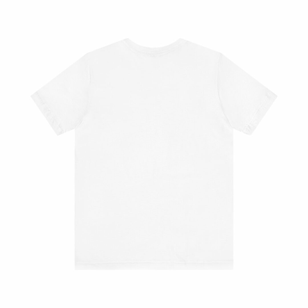 Plain white t-shirt on white background.