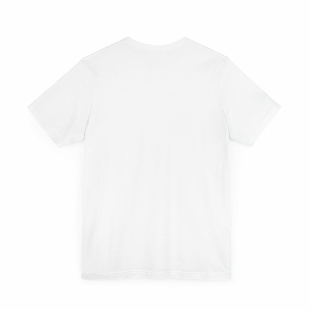 Plain white t-shirt on white background.