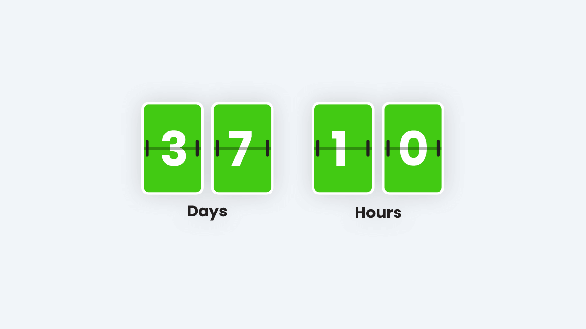 Digital countdown timer displaying 3 days 7 hours.