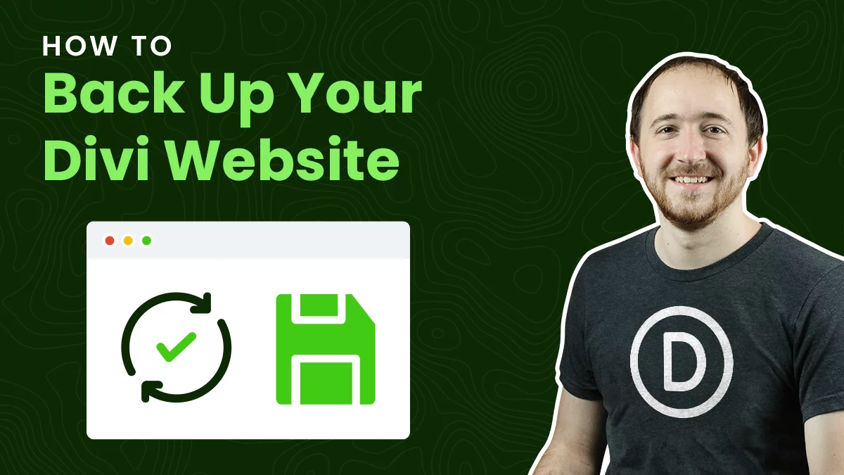 Man explaining Divi website backup process.