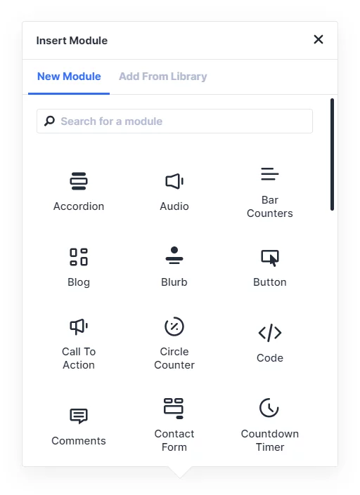 add new module in the Divi 5 interface
