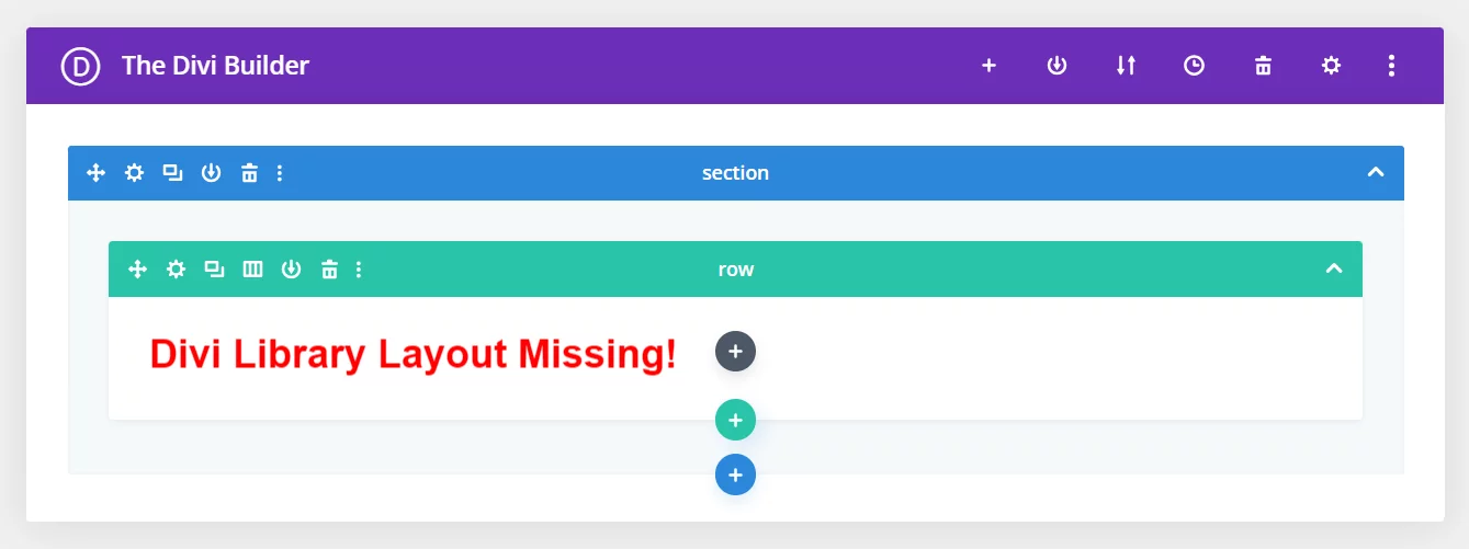 missing Divi Library layouts issue Divi Builder showing layout missing error message