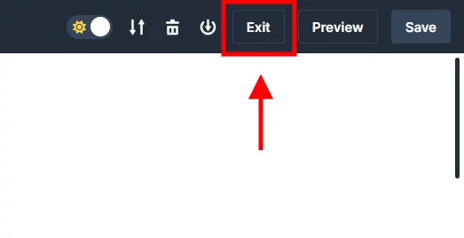 new button to exit the visual builder in the Divi 5 interface