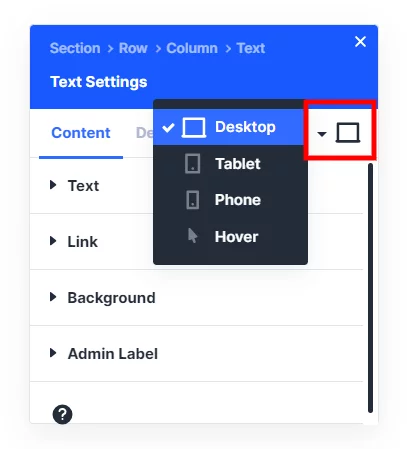 new responsive settings in the Divi 5 interface