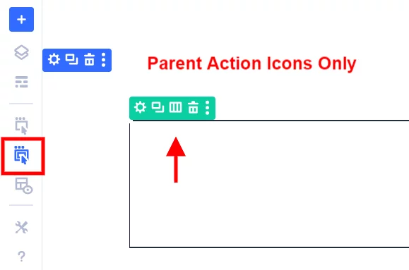 parent action icons only in the new Divi 5 interface