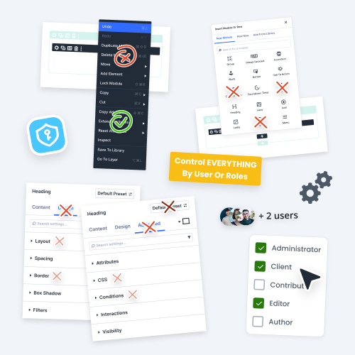 control access to modules, settings, and builder features by user or role with the divi builder experience helper plugin by pee aye creativ