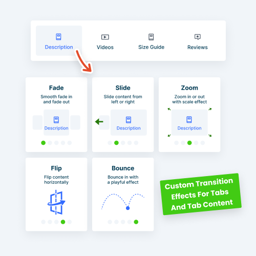 add custom transition effects to tabs and tab content in divi with the divi tabs maker plugin by pee aye creative