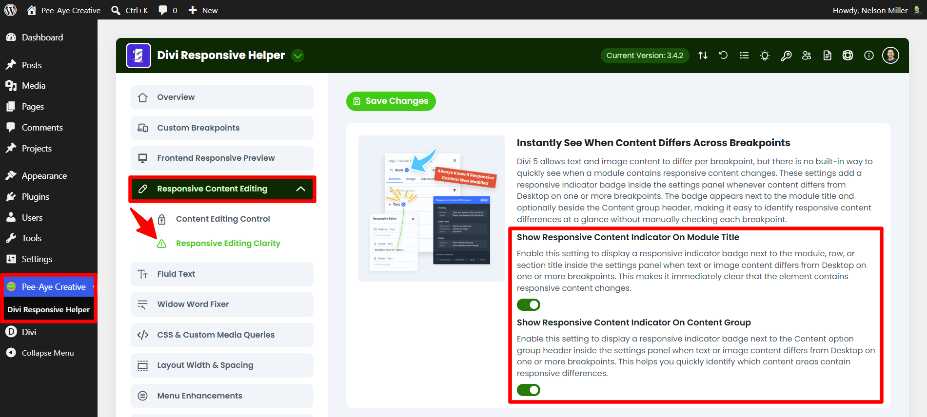 enable divi 5 responsive breakpoint indicators