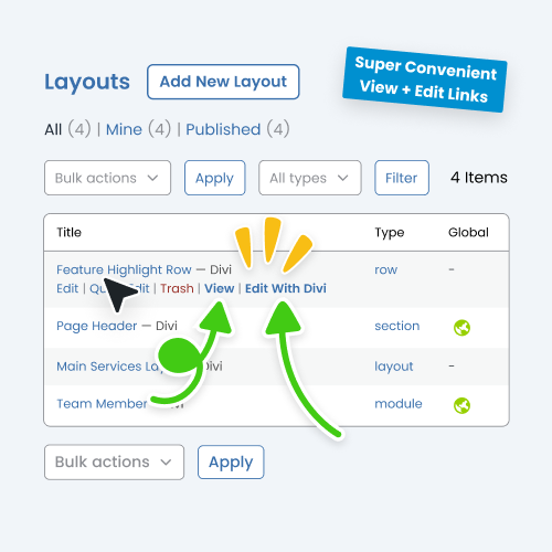 Add “View” And “Edit With Divi” Links To Divi Library Items