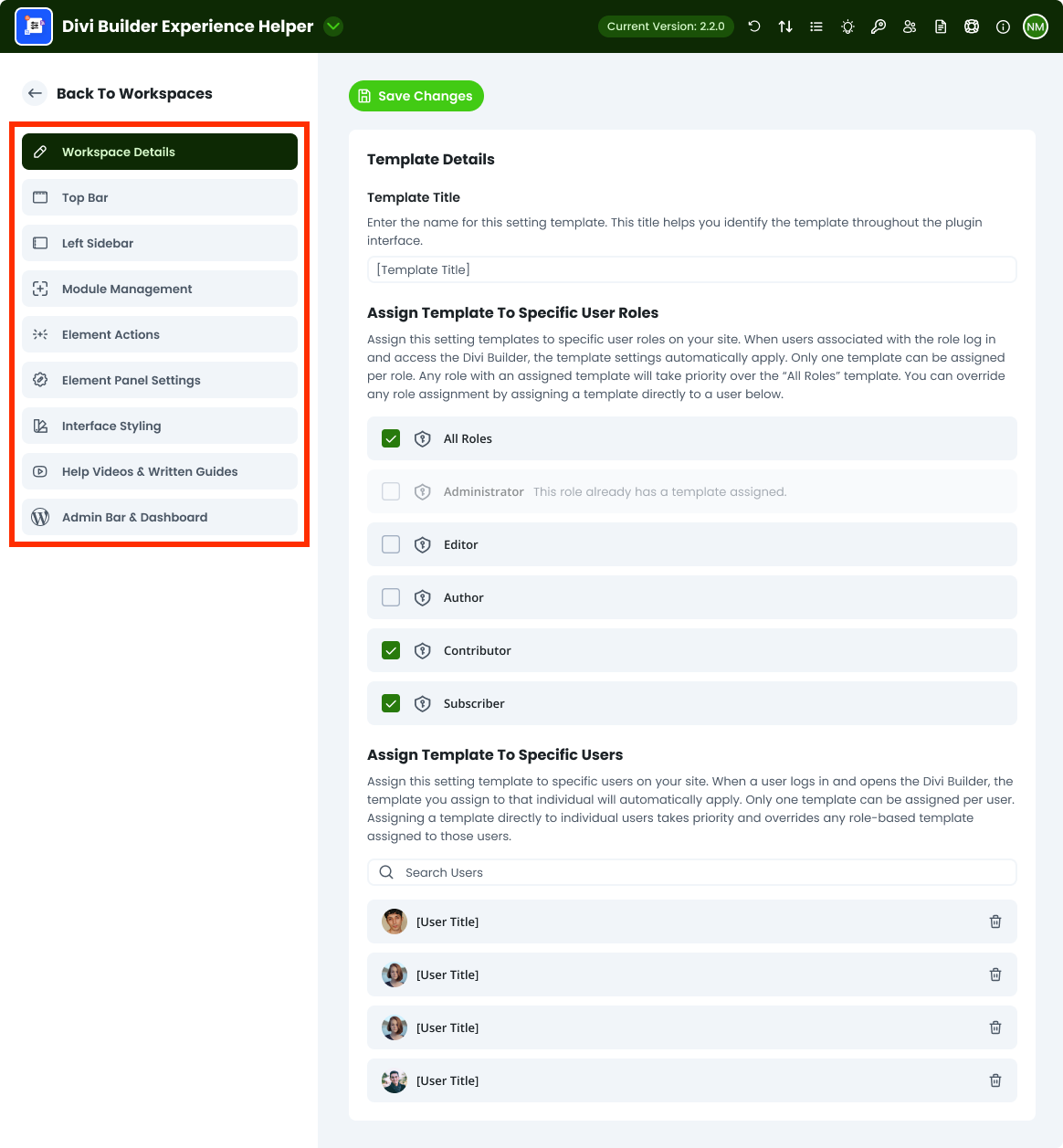 configure the workspace in the divi builder experience helper plugin by pee aye creative