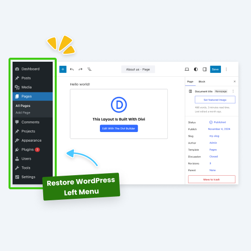 Disable The WordPress Fullscreen Editor And Restore The Admin Menu In Divi