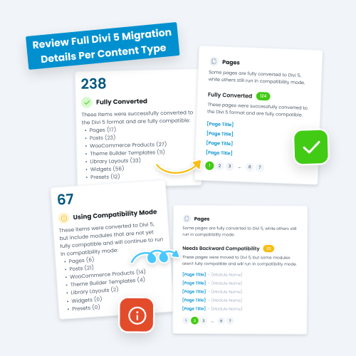 Review Detailed Divi 5 Migration Results For Each Content Type