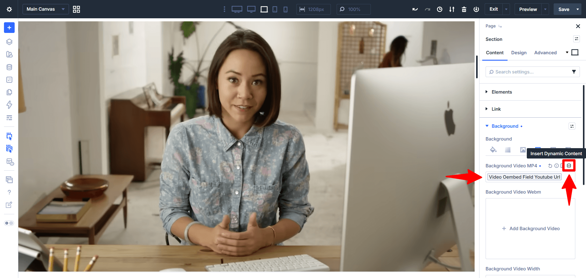 add a background video using dynamic content with the divi dynamic content helper plugin by pee aye creative