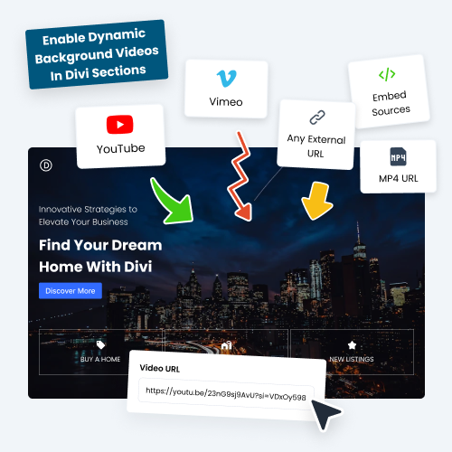use youtube and other external sources as dynamic divi background videos