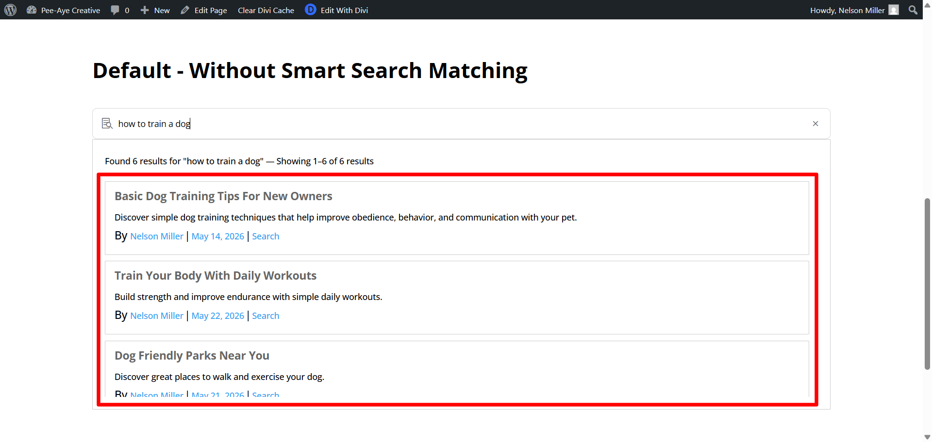 default without smart search matching