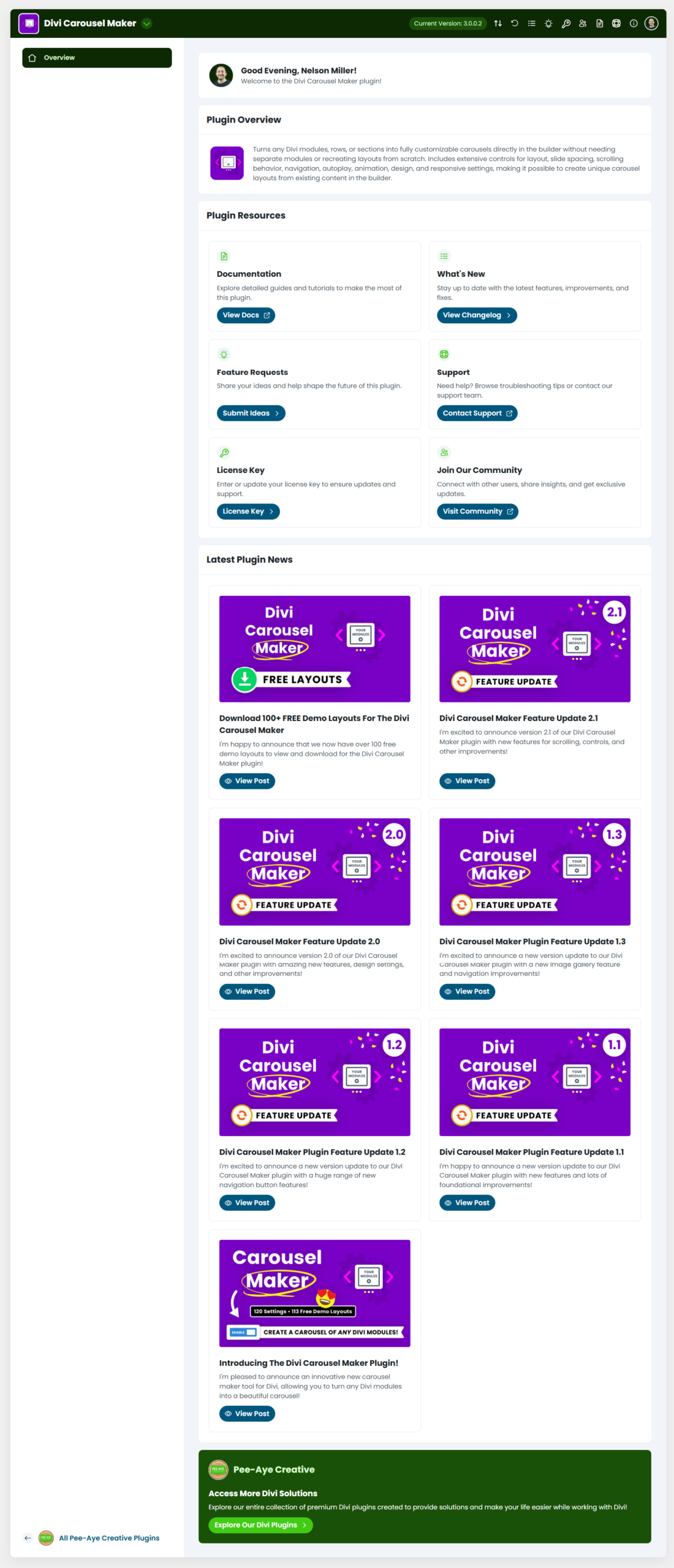 new backend settings interface in the divi carousel maker plugin