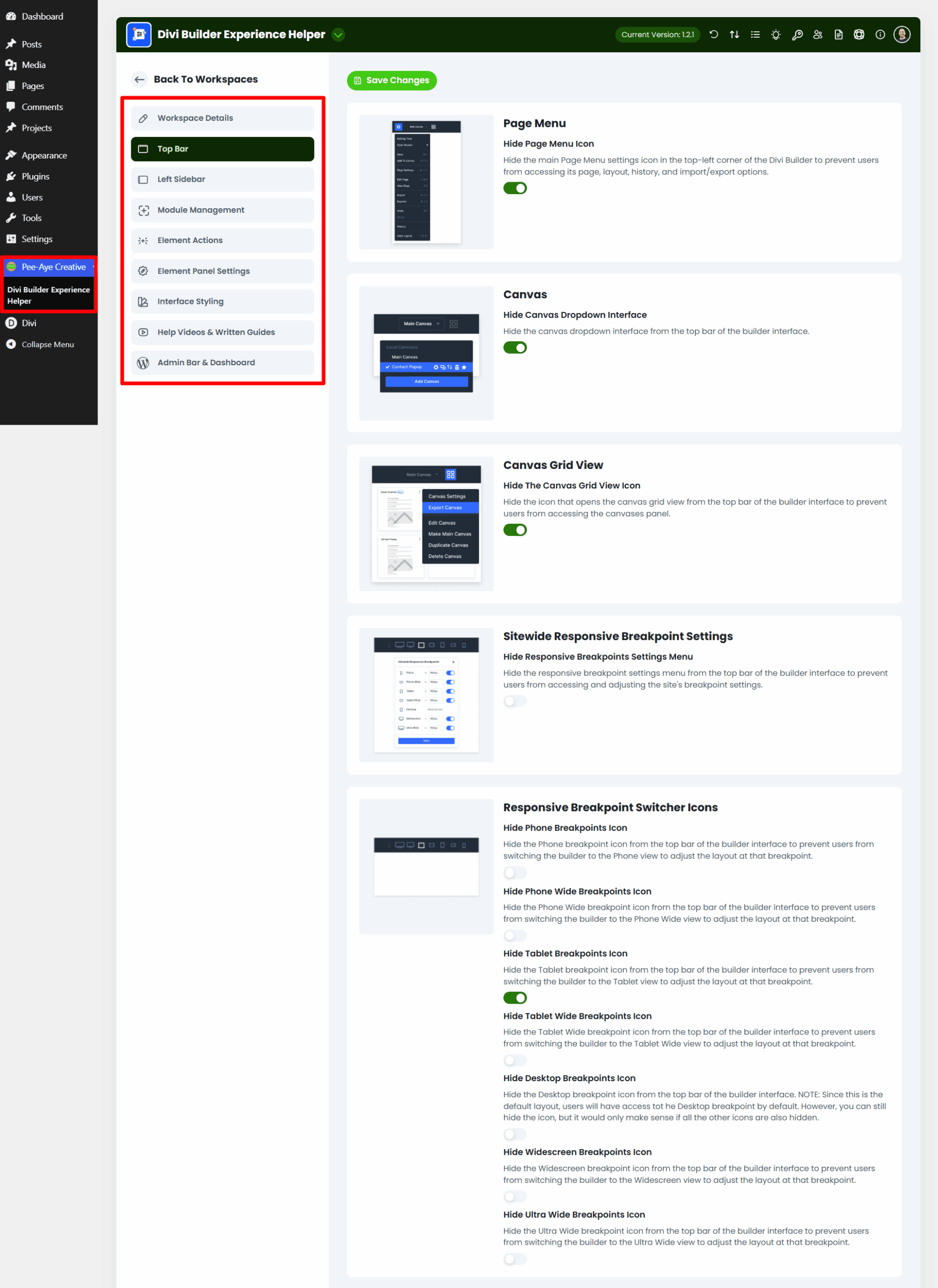 create your workspaces with the divi builder experience helper plugin by pee aye creative