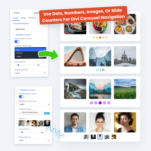 Use Dots, Numbers, Images, Or Slide Counters For Carousel Navigation In Divi