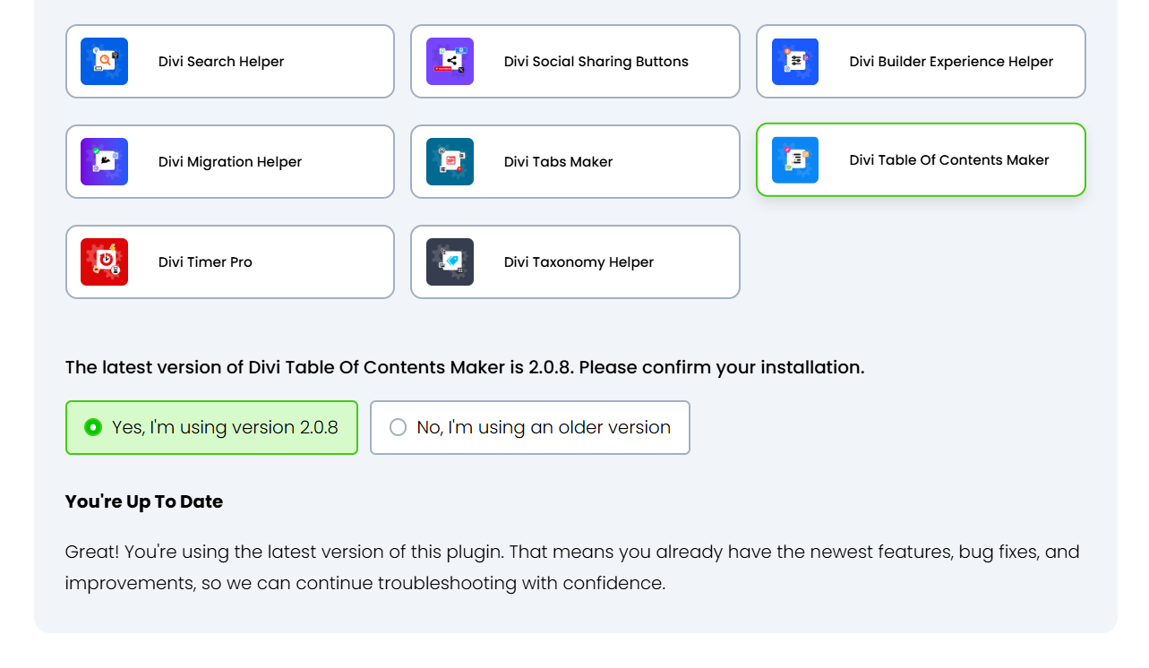 confirm the latest plugin version is instealled in the pee aye creative support form