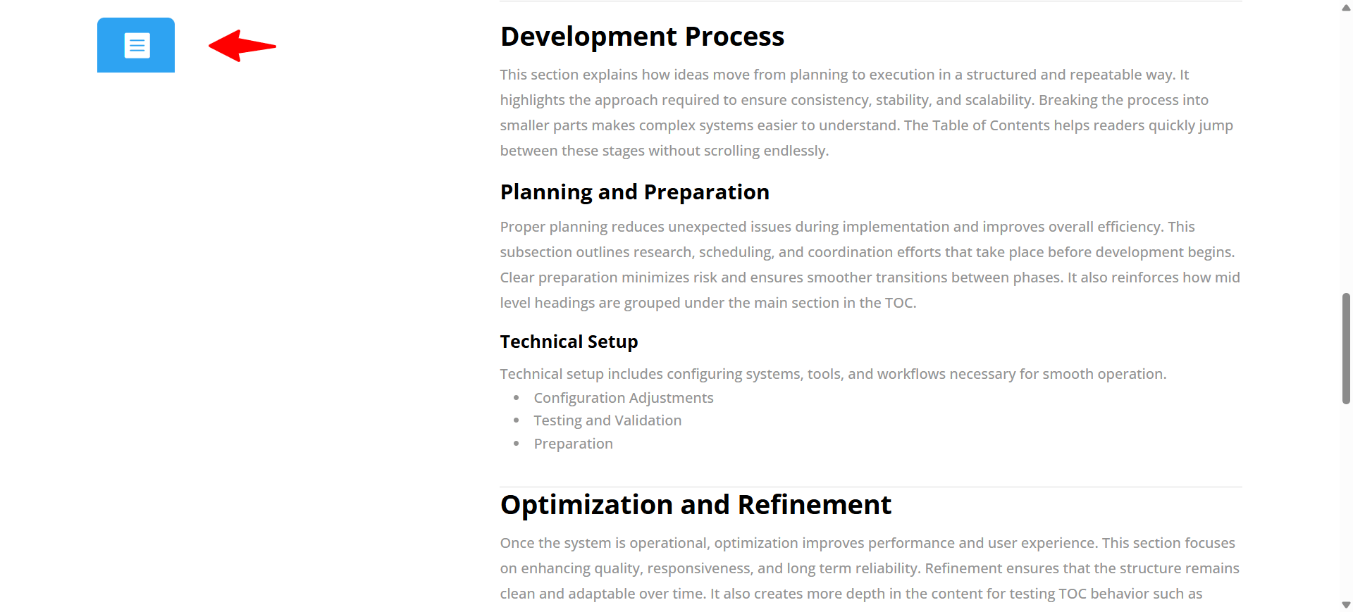 collapse the toc to an icon when sticky on a live site in divi 5 using the divi table of contents maker plugin created by pee aye creative